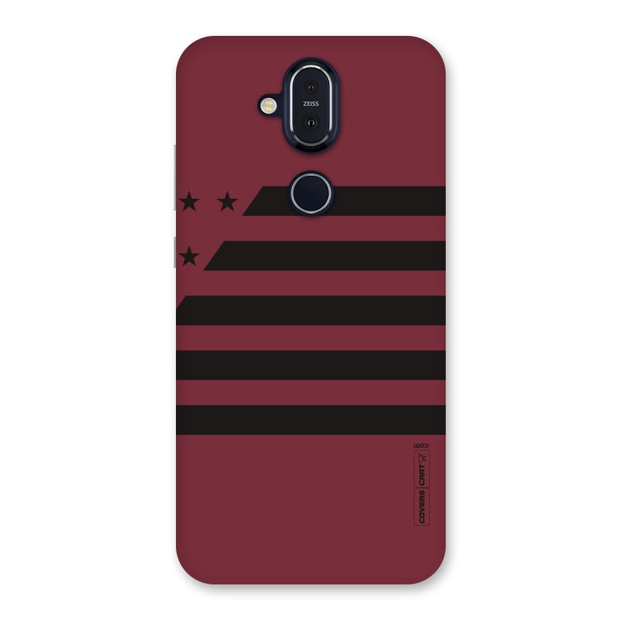 Maroon Star Striped Back Case for Nokia 8.1