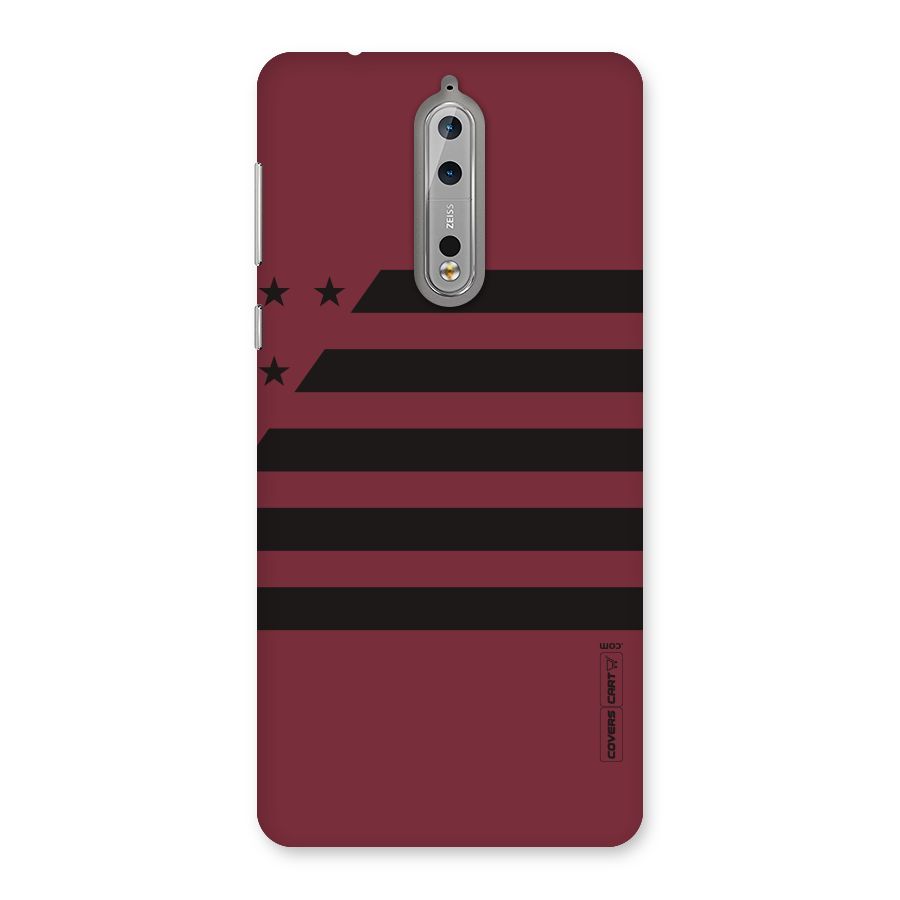 Maroon Star Striped Back Case for Nokia 8