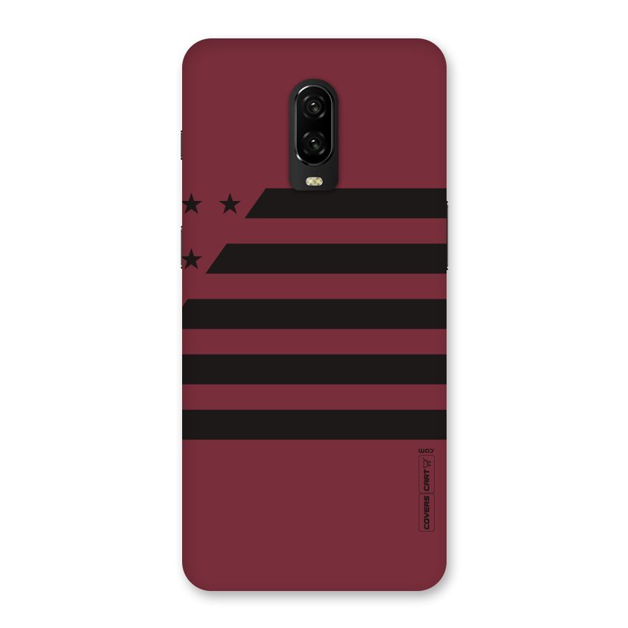 Maroon Star Striped Back Case for OnePlus 6T