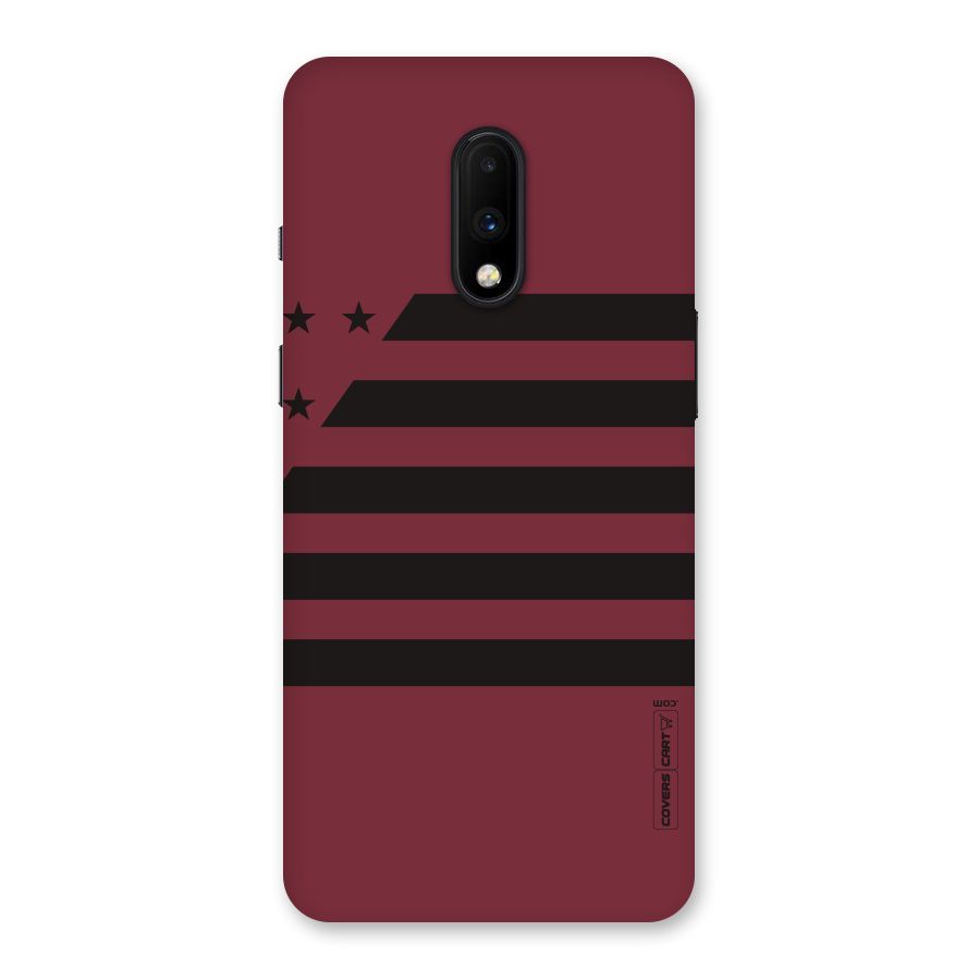 Maroon Star Striped Back Case for OnePlus 7