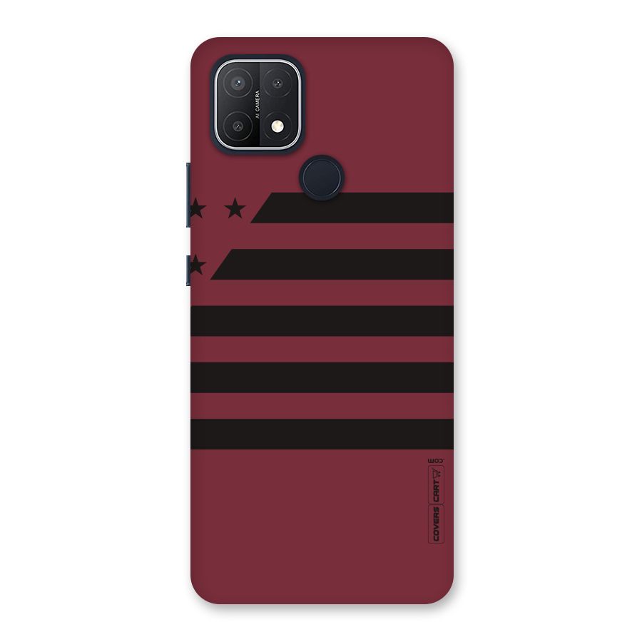 Maroon Star Striped Back Case for Oppo A15