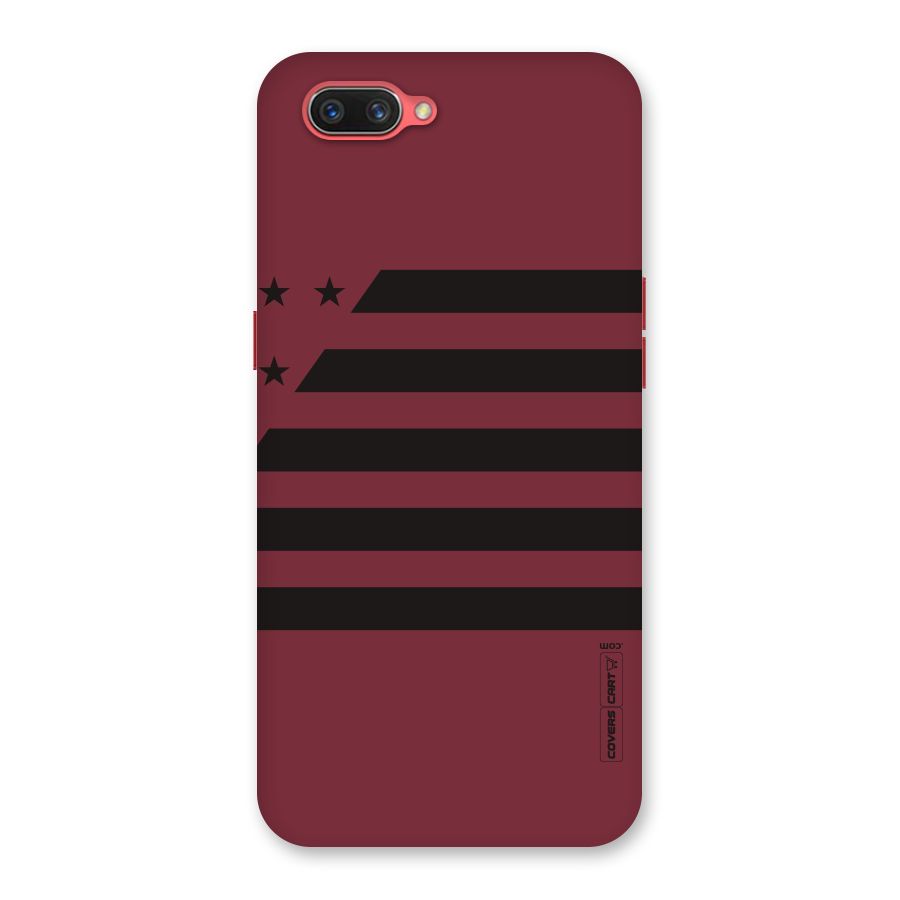 Maroon Star Striped Back Case for Oppo A3s