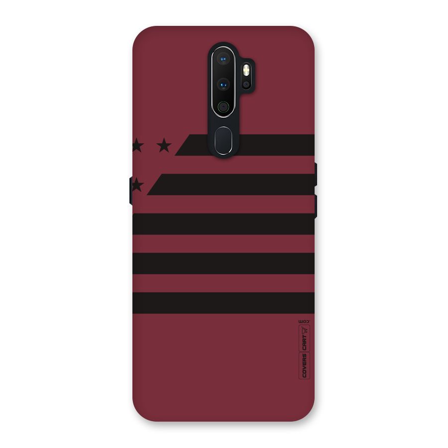 Maroon Star Striped Back Case for Oppo A5 (2020)