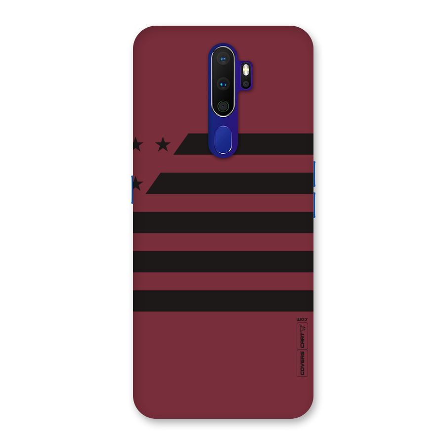 Maroon Star Striped Back Case for Oppo A9 (2020)