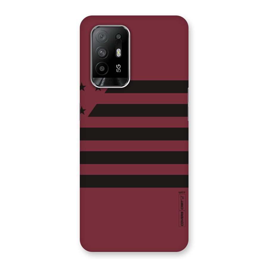 Maroon Star Striped Back Case for Oppo F19 Pro Plus 5G