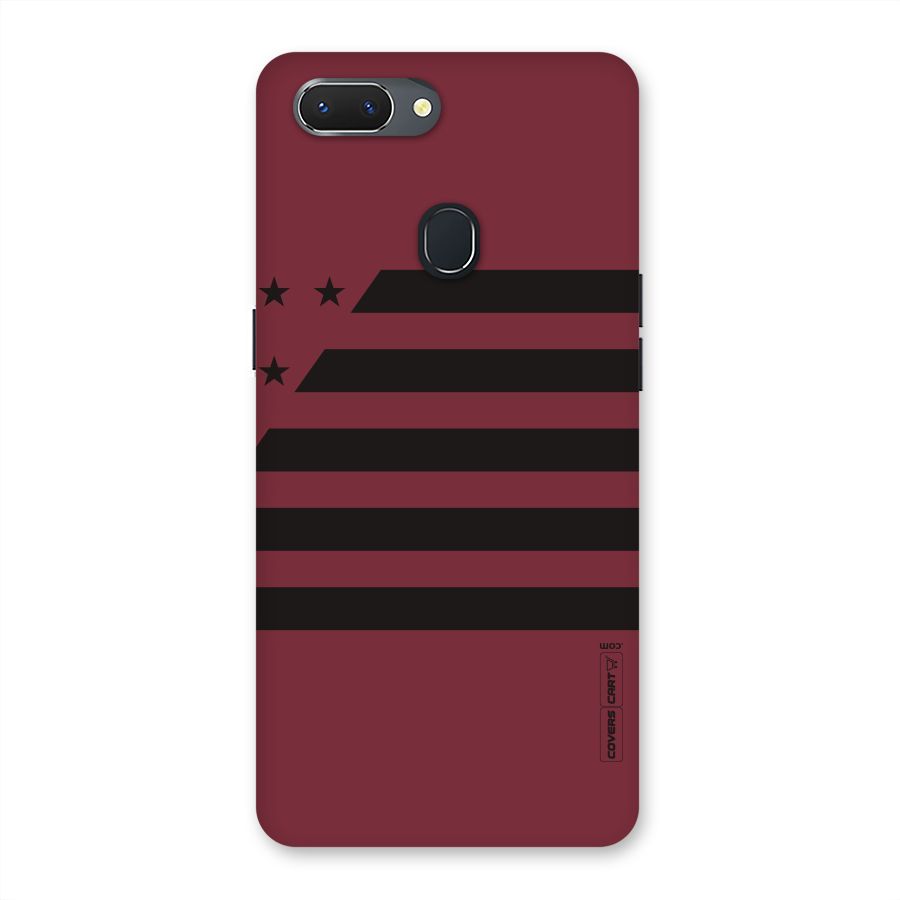 Maroon Star Striped Back Case for Oppo Realme 2