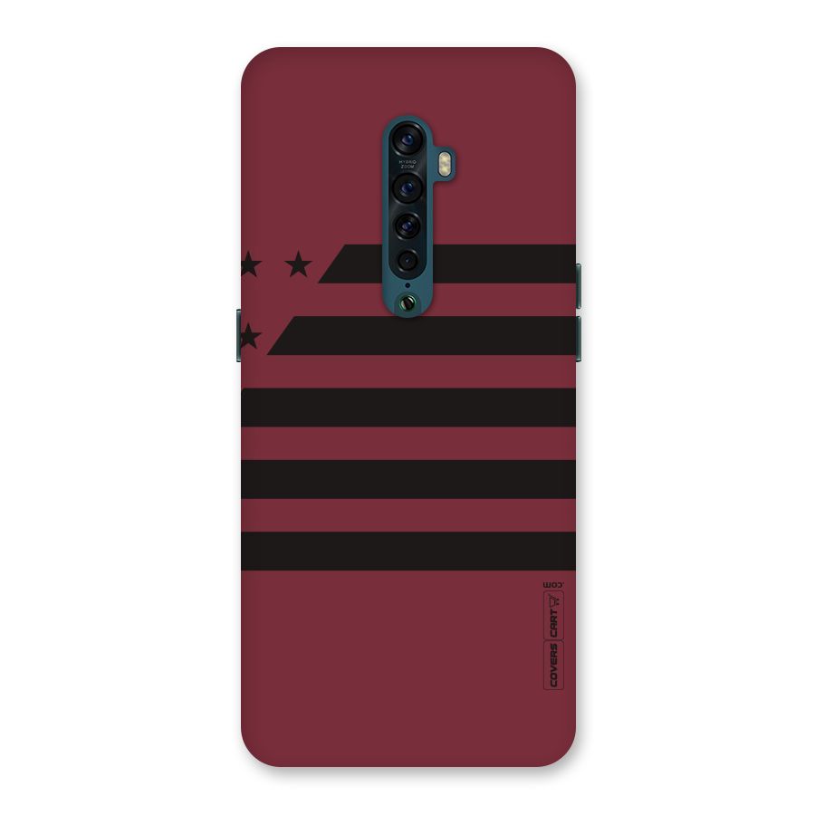 Maroon Star Striped Back Case for Oppo Reno2