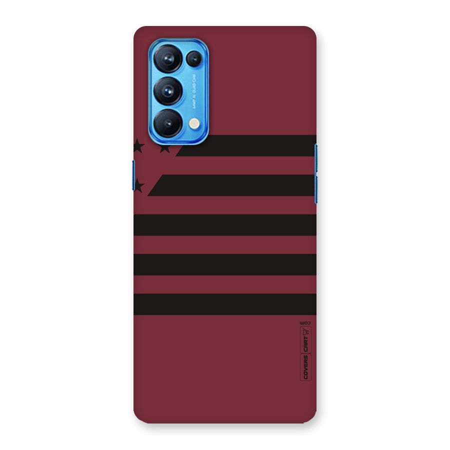 Maroon Star Striped Back Case for Oppo Reno5 Pro 5G