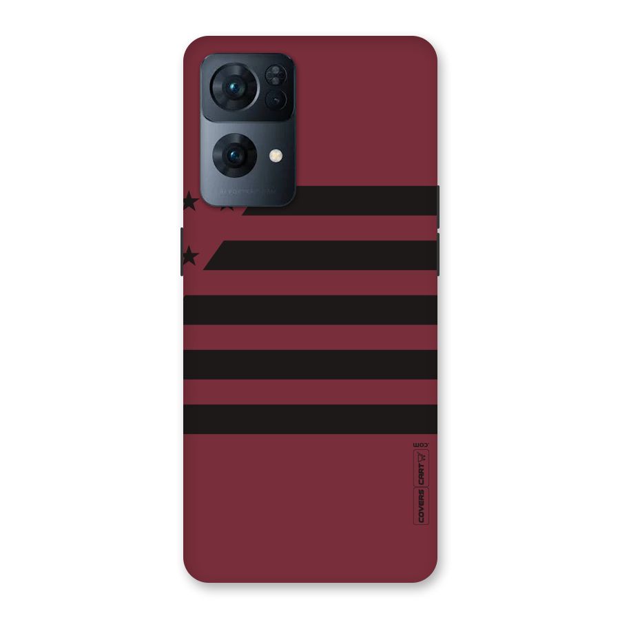Maroon Star Striped Back Case for Oppo Reno7 Pro 5G