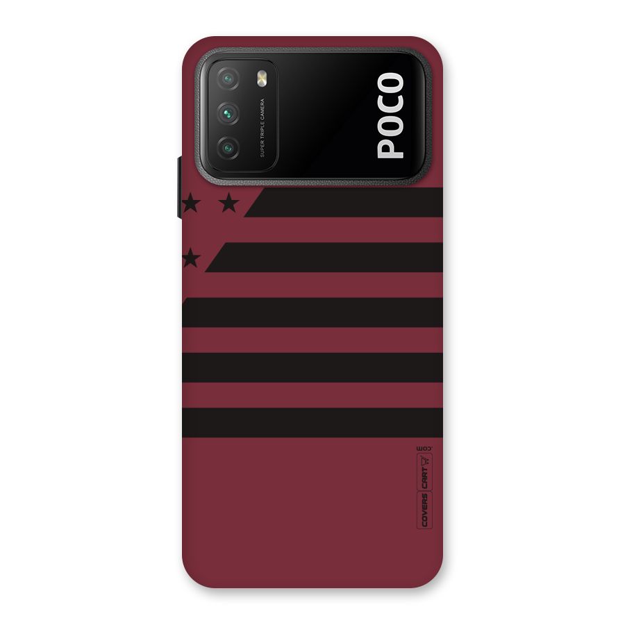 Maroon Star Striped Back Case for Poco M3