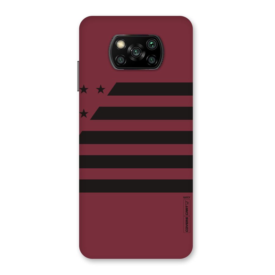 Maroon Star Striped Back Case for Poco X3