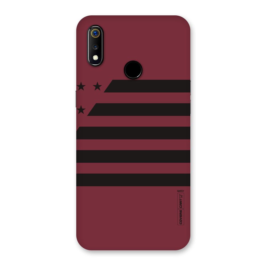 Maroon Star Striped Back Case for Realme 3