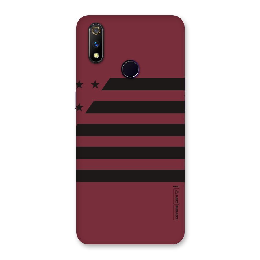 Maroon Star Striped Back Case for Realme 3 Pro