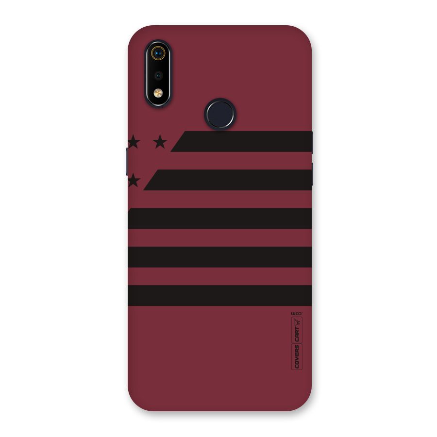 Maroon Star Striped Back Case for Realme 3i