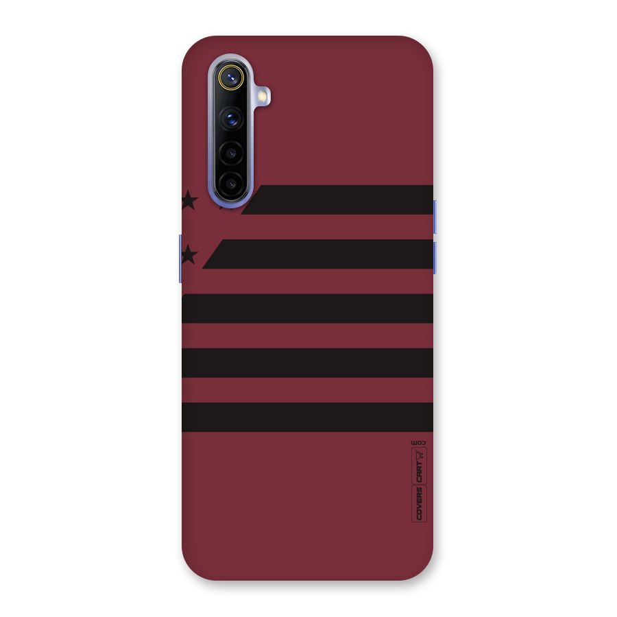 Maroon Star Striped Back Case for Realme 6i
