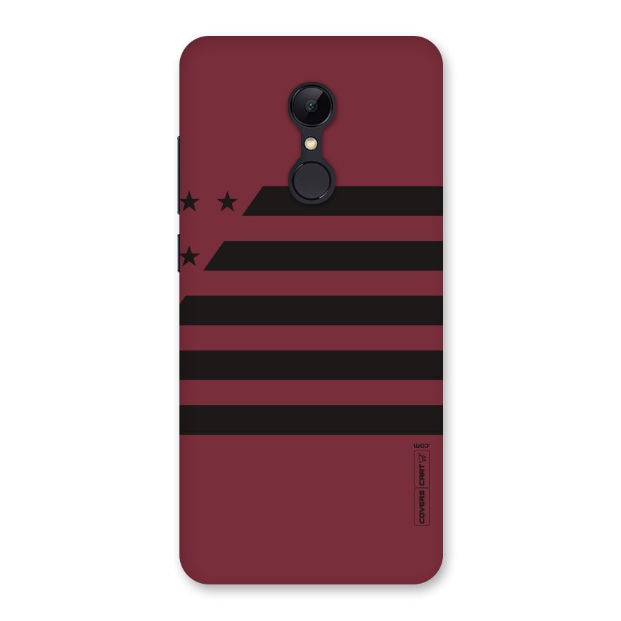 Maroon Star Striped Back Case for Redmi 5