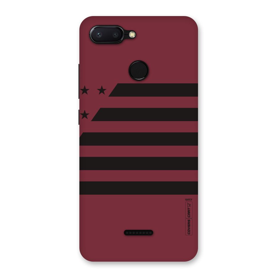 Maroon Star Striped Back Case for Redmi 6