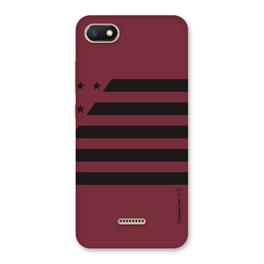 Maroon Star Striped Back Case for Redmi 6A