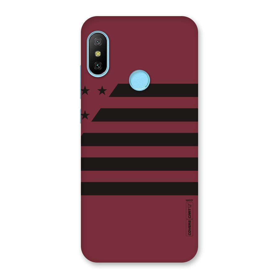 Maroon Star Striped Back Case for Redmi 6 Pro