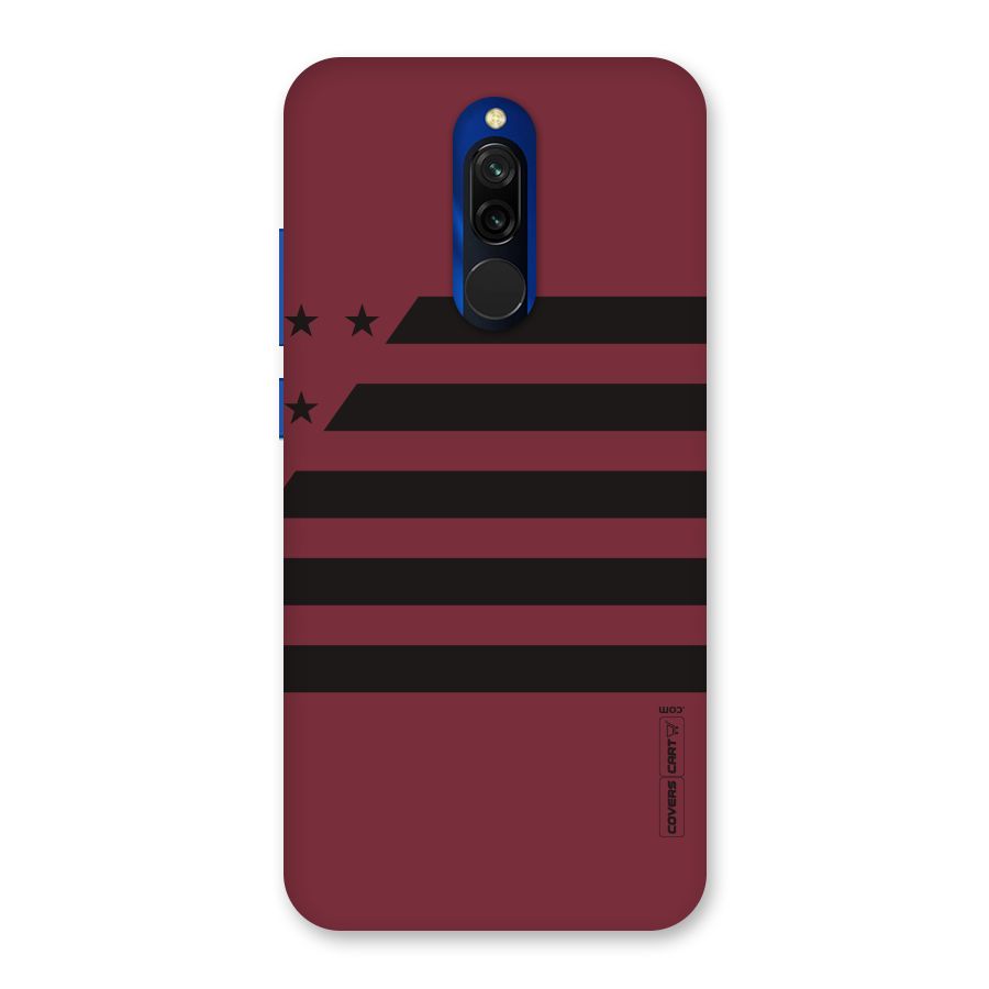 Maroon Star Striped Back Case for Redmi 8