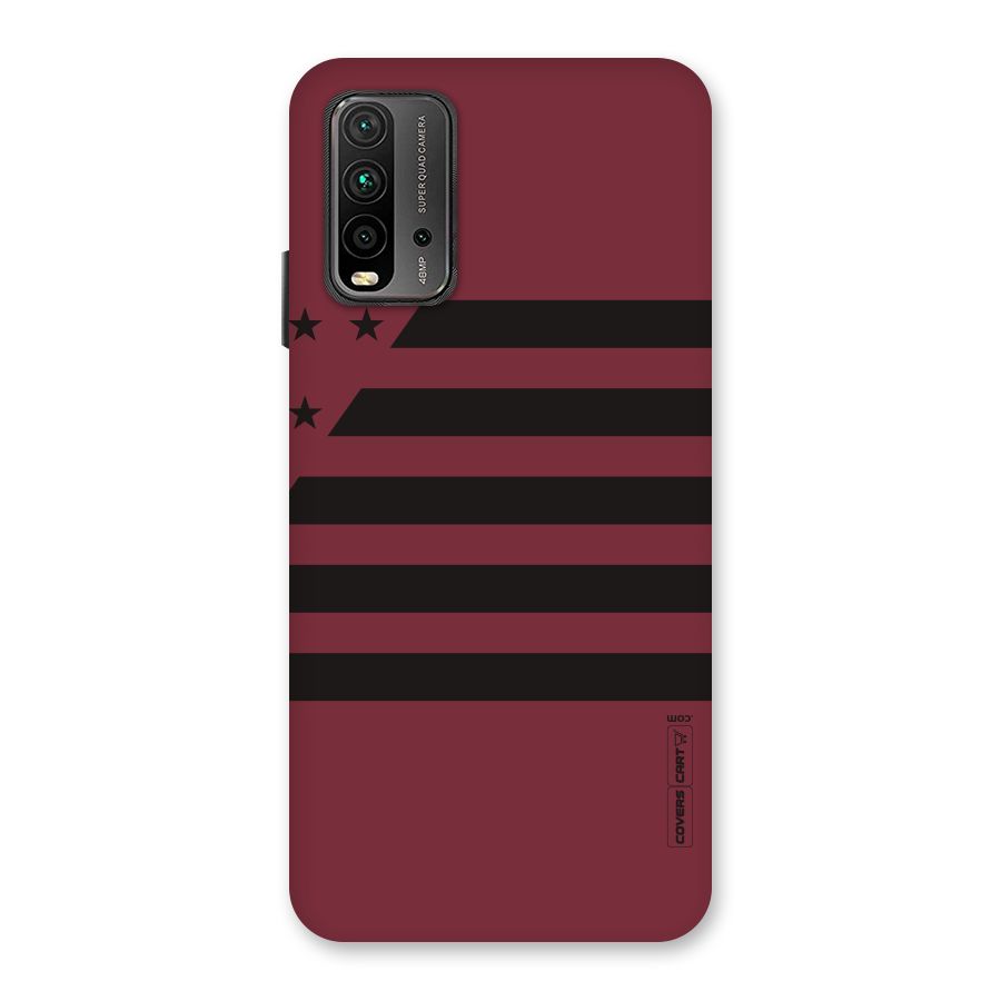 Maroon Star Striped Back Case for Redmi 9 Power