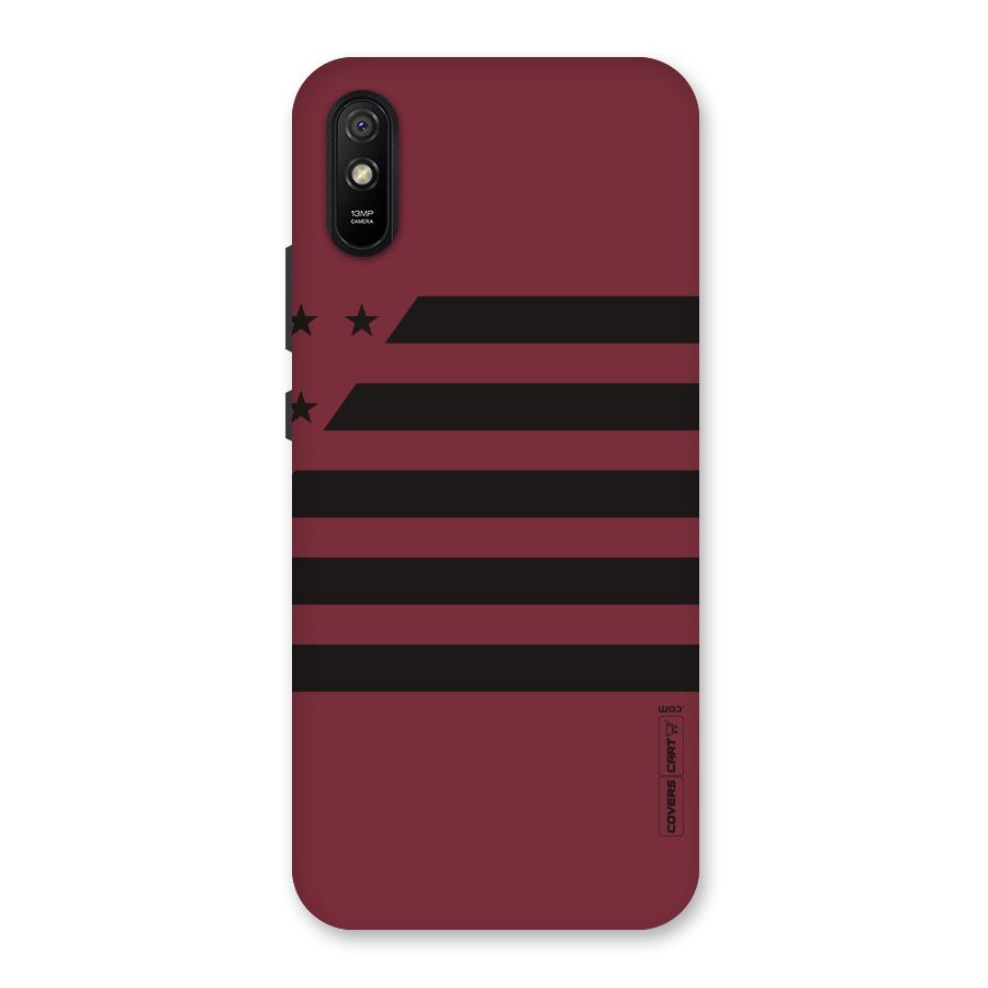 Maroon Star Striped Back Case for Redmi 9i