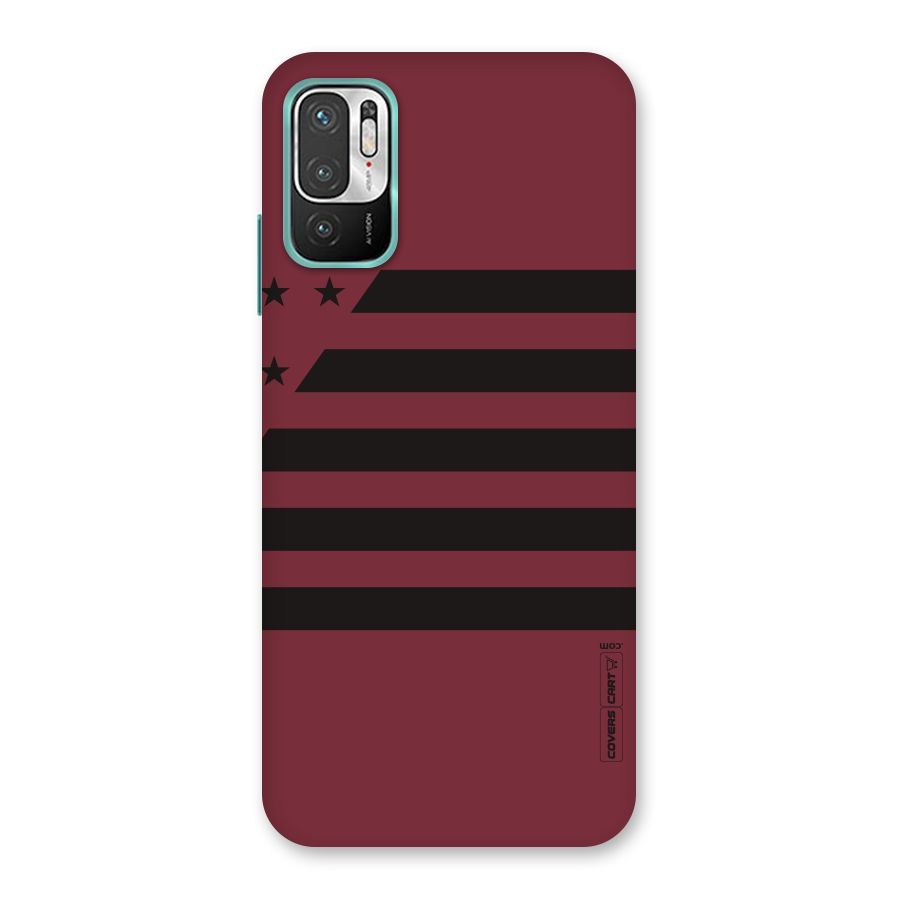 Maroon Star Striped Back Case for Redmi Note 10T 5G
