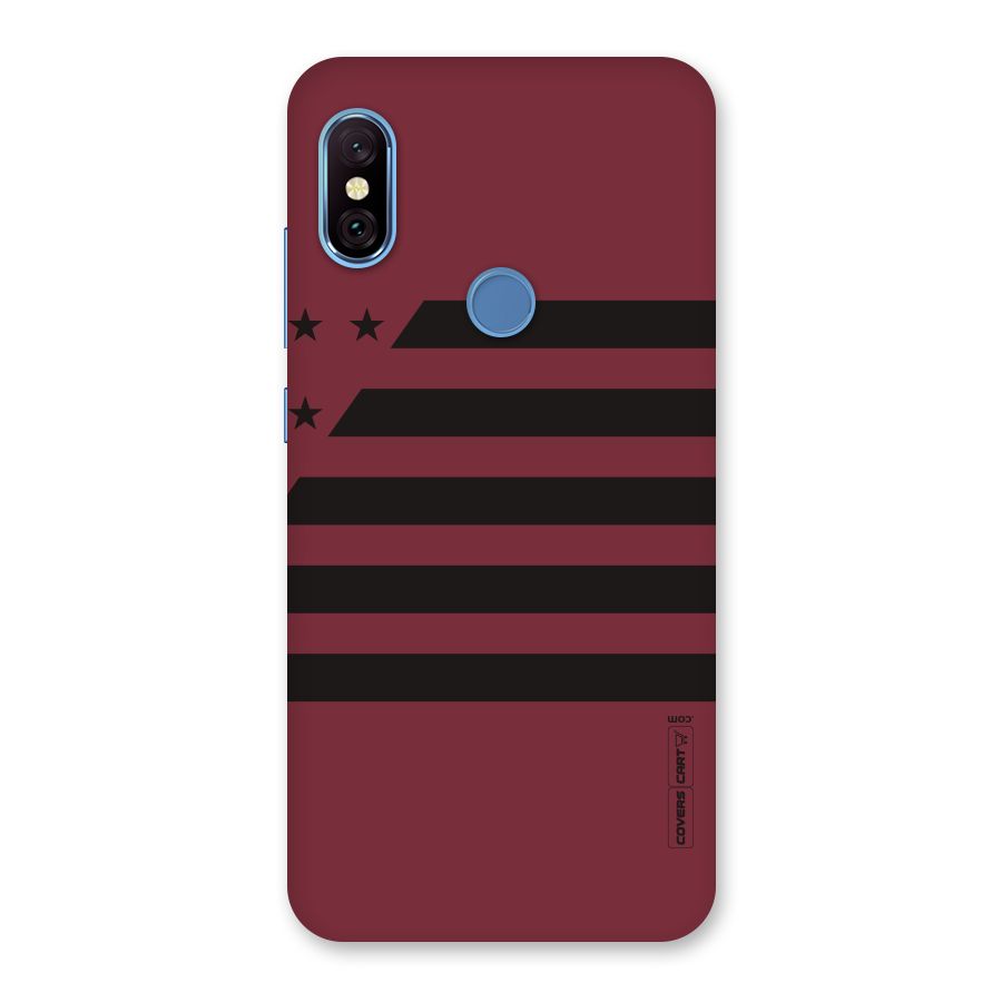 Maroon Star Striped Back Case for Redmi Note 6 Pro