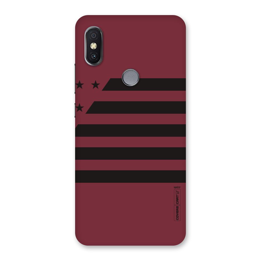 Maroon Star Striped Back Case for Redmi Y2