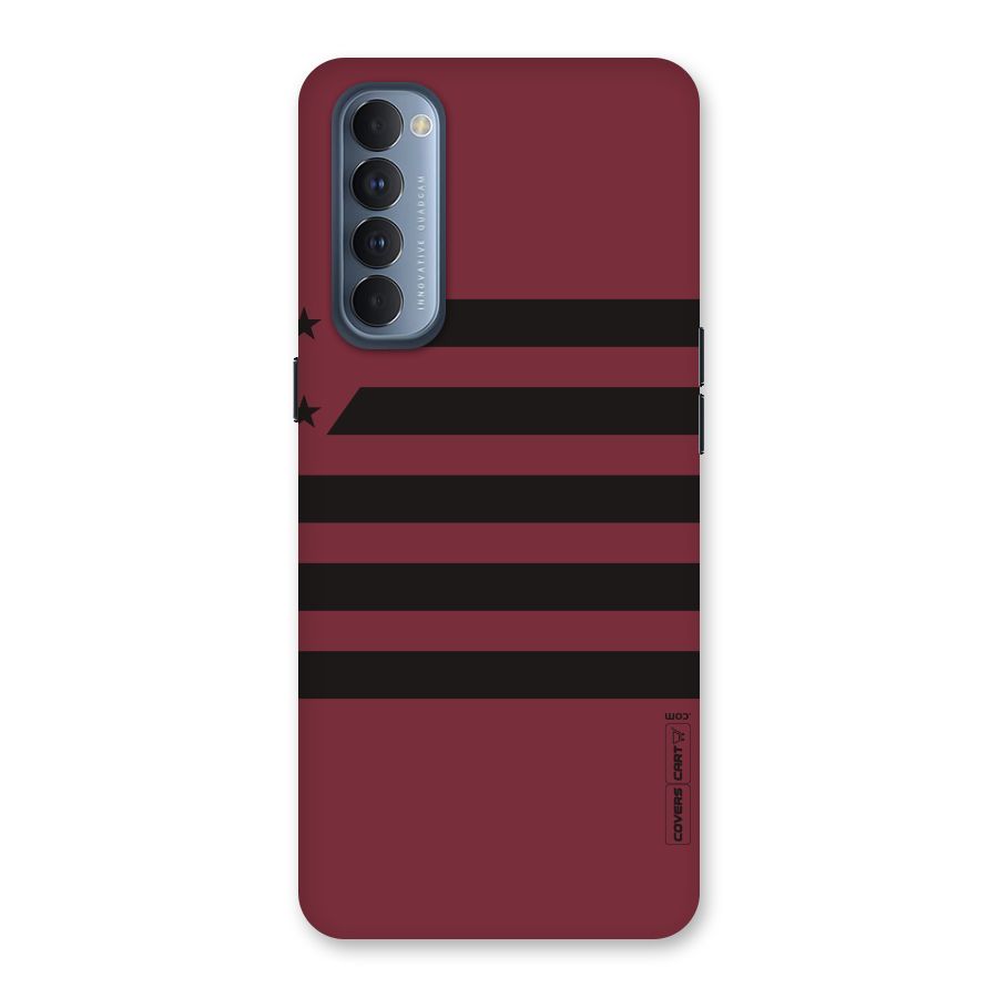 Maroon Star Striped Back Case for Reno4 Pro
