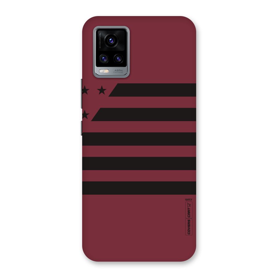 Maroon Star Striped Back Case for Vivo V20