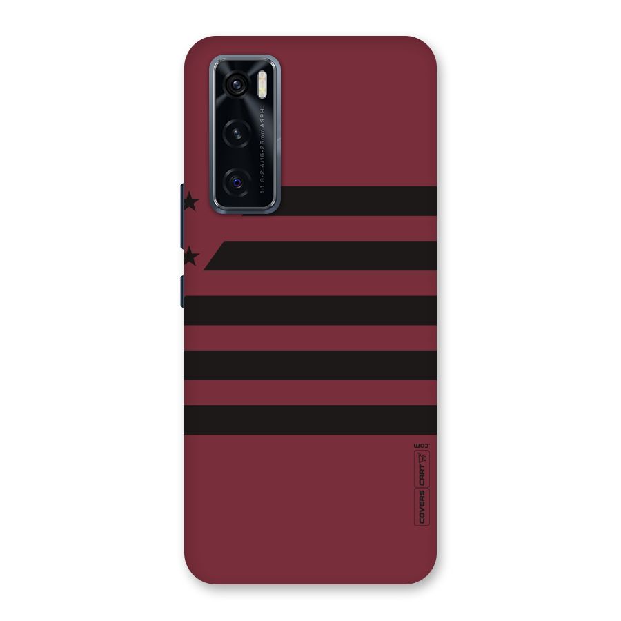 Maroon Star Striped Back Case for Vivo V20 SE