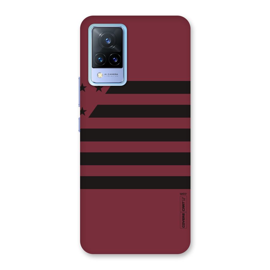 Maroon Star Striped Back Case for Vivo V21 5G