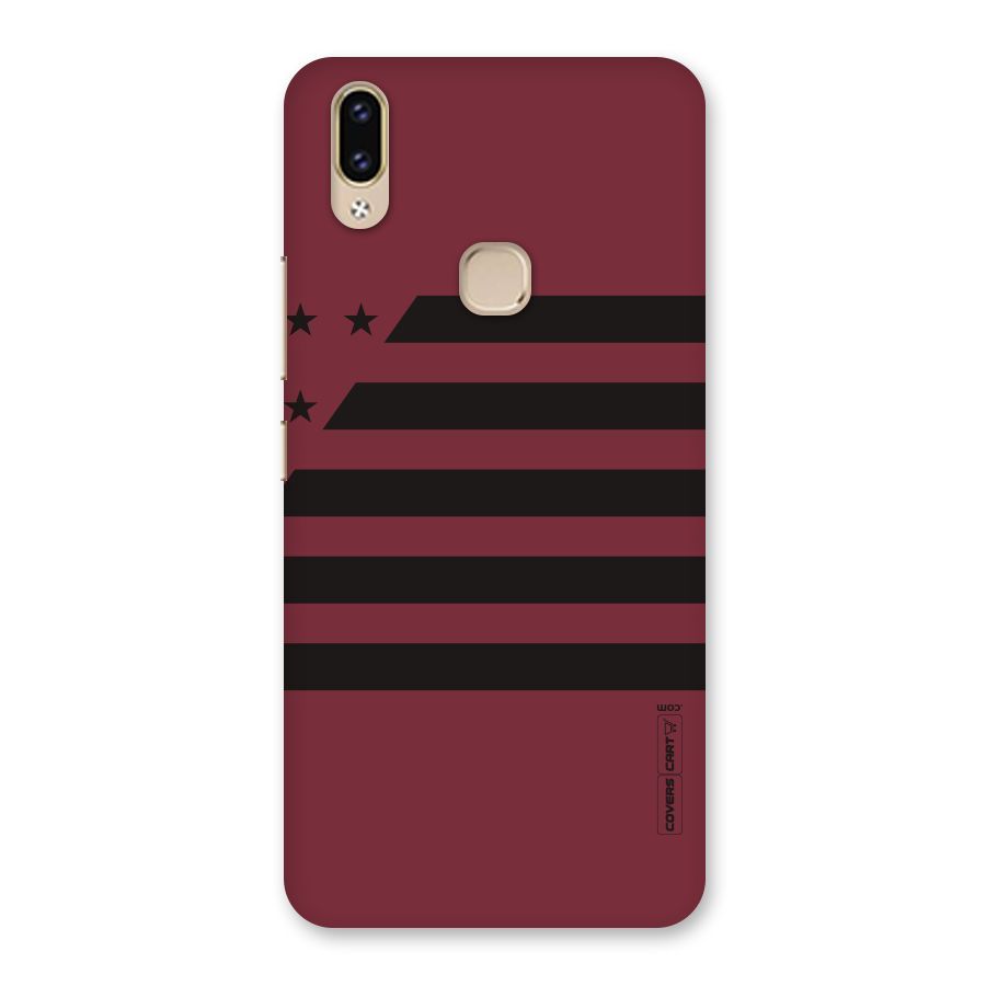Maroon Star Striped Back Case for Vivo V9 Youth