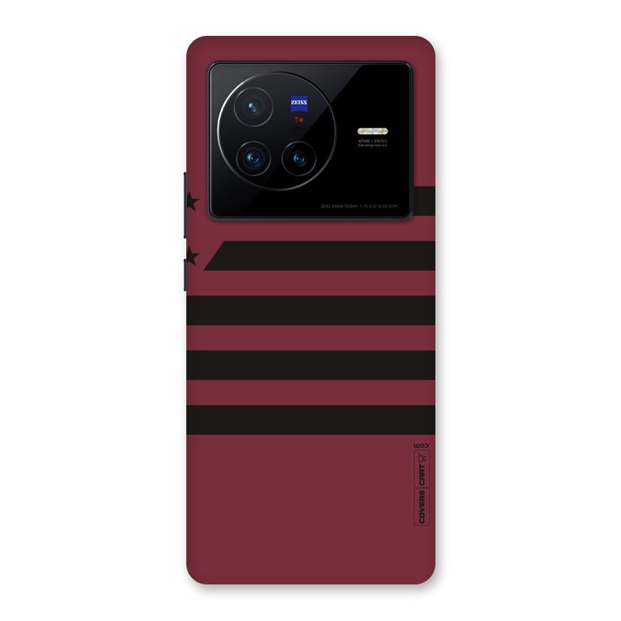 Maroon Star Striped Back Case for Vivo X80
