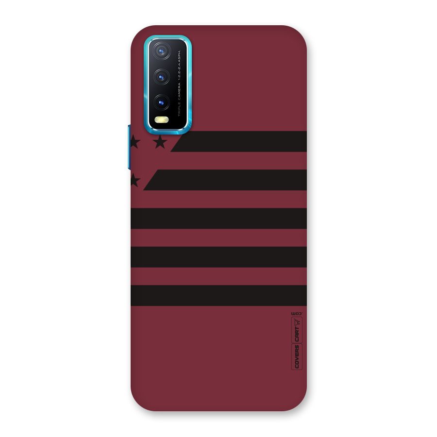 Maroon Star Striped Back Case for Vivo Y20G