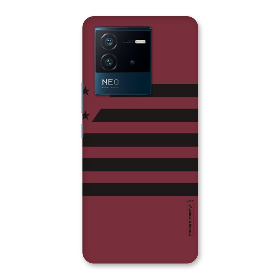 Maroon Star Striped Back Case for Vivo iQOO Neo 6 5G