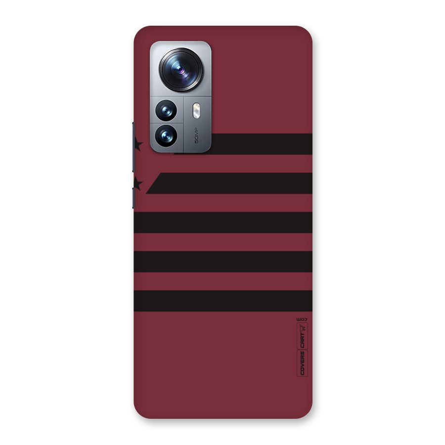 Maroon Star Striped Back Case for Xiaomi 12 Pro