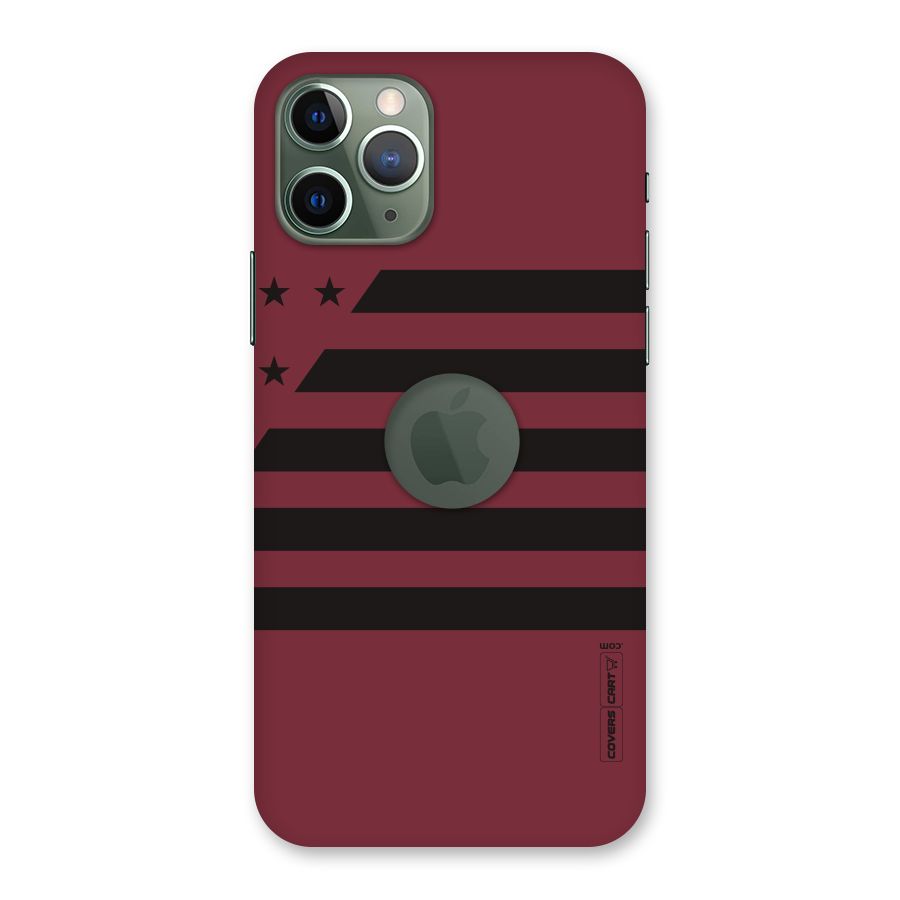 Maroon Star Striped Back Case for iPhone 11 Pro Logo  Cut