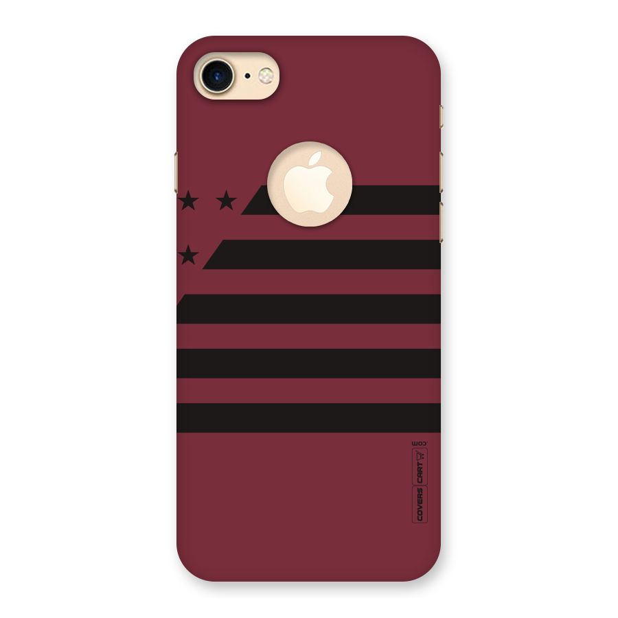 Maroon Star Striped Back Case for iPhone 7 Logo Cut