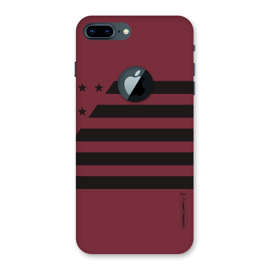 Maroon Star Striped Back Case for iPhone 7 Plus Logo Cut