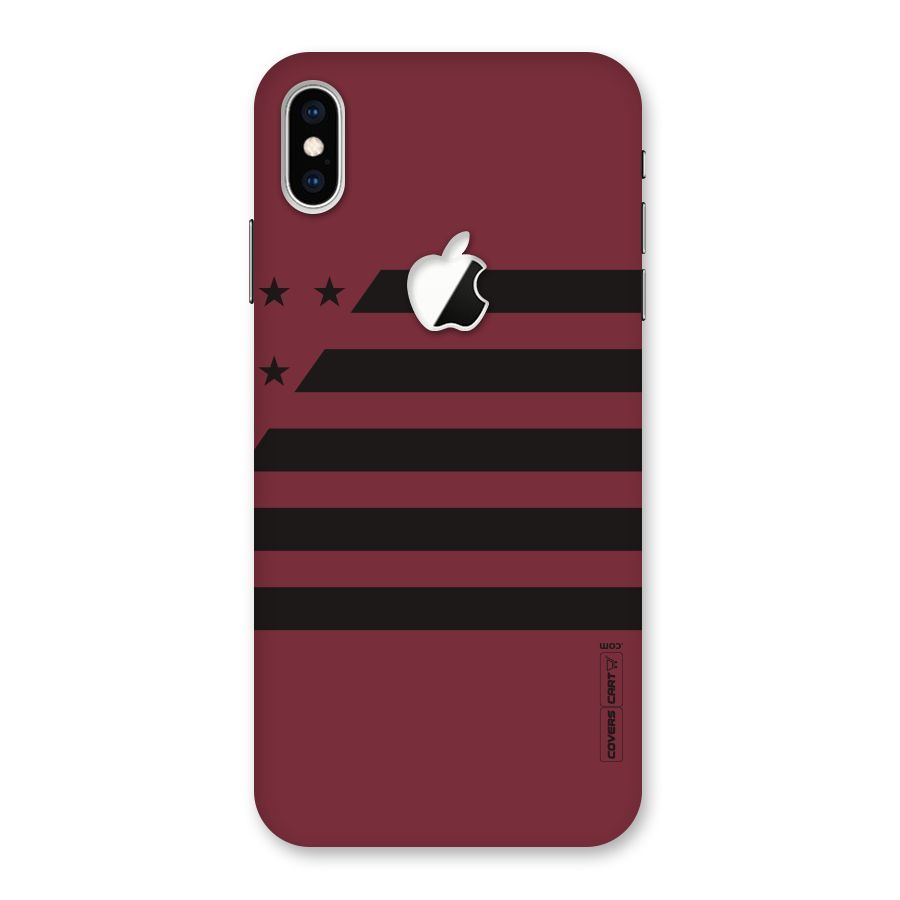 Maroon Star Striped Back Case for iPhone XS Max Apple Cut
