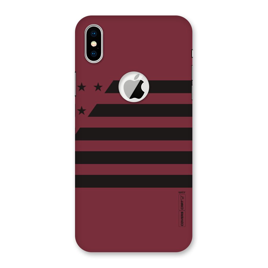 Maroon Star Striped Back Case for iPhone X Logo Cut