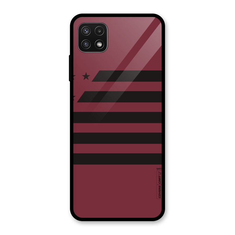 Maroon Star Striped Glass Back Case for Galaxy A22 5G