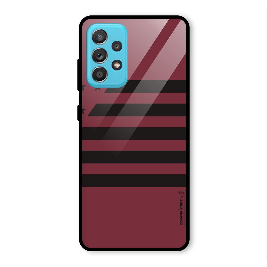 Maroon Star Striped Glass Back Case for Galaxy A52