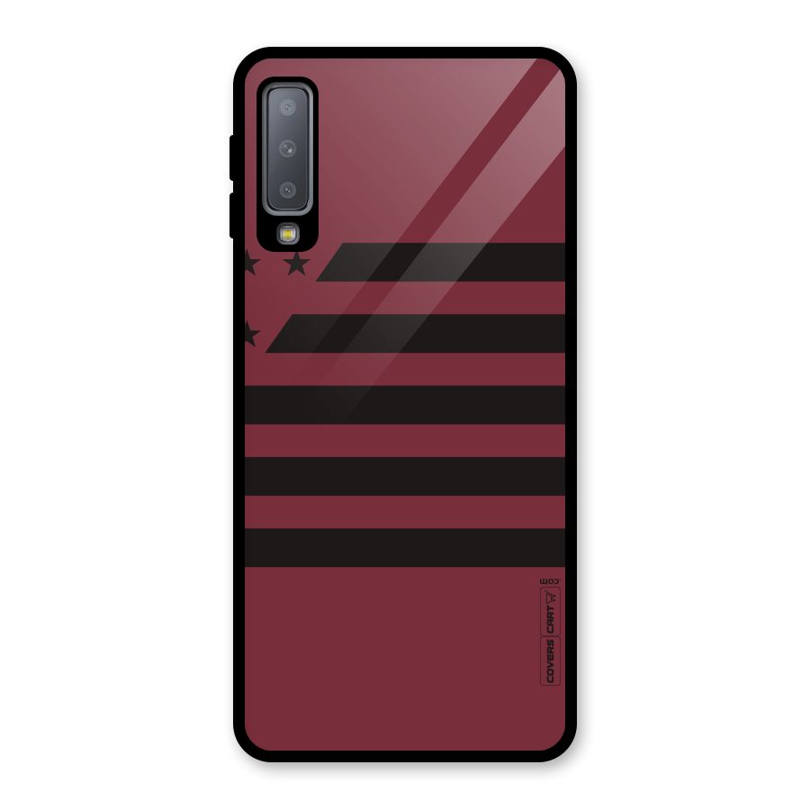 Maroon Star Striped Glass Back Case for Galaxy A7 (2018)