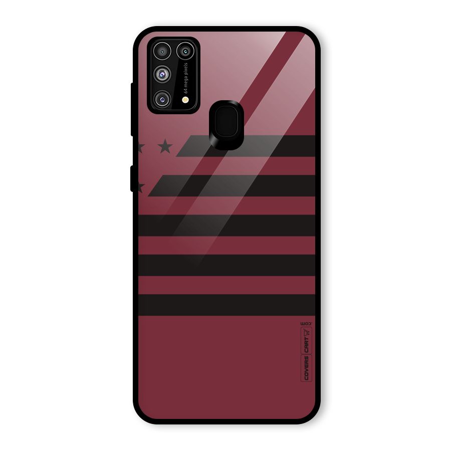 Maroon Star Striped Glass Back Case for Galaxy F41