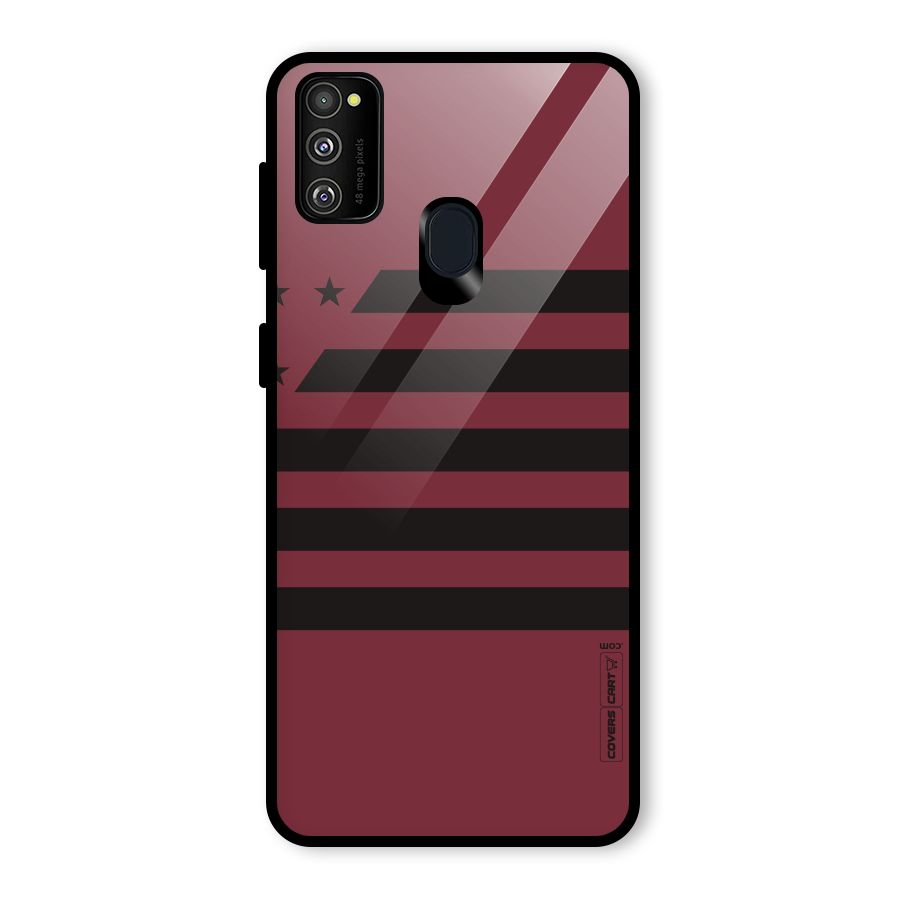 Maroon Star Striped Glass Back Case for Galaxy M30s