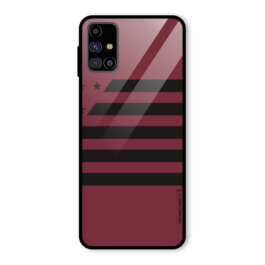 Maroon Star Striped Glass Back Case for Galaxy M31s