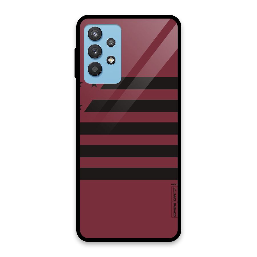 Maroon Star Striped Glass Back Case for Galaxy M32 5G